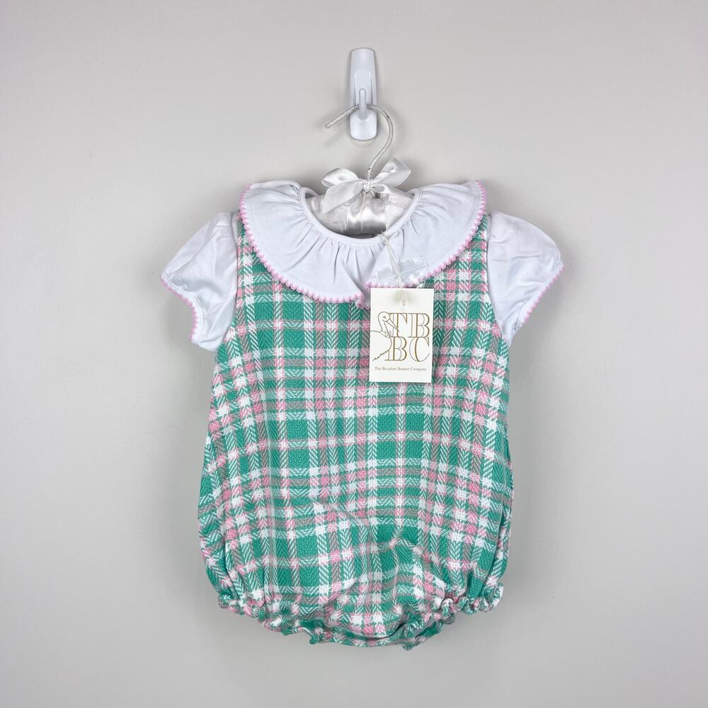 The Beaufort Bonnet Company Brooksy Bubble Set Putney Plaid 6-12 Months NWT